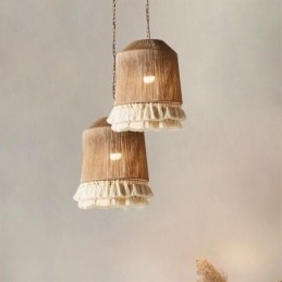 Rustieke hanglamp Boheemse stijl henneptouw kwast plafondlamp