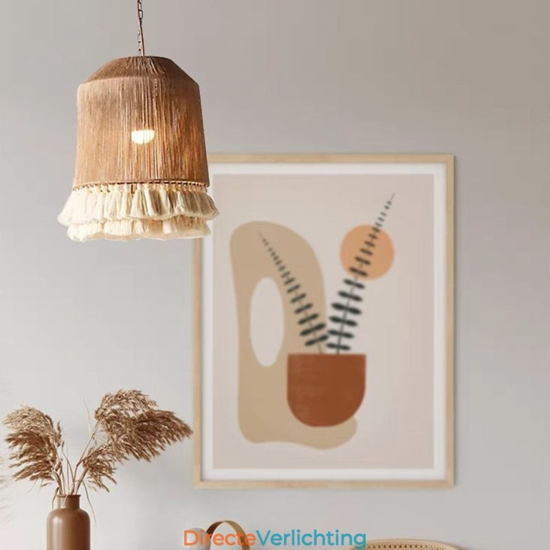 Rustieke hanglamp Boheemse stijl henneptouw kwast plafondlamp