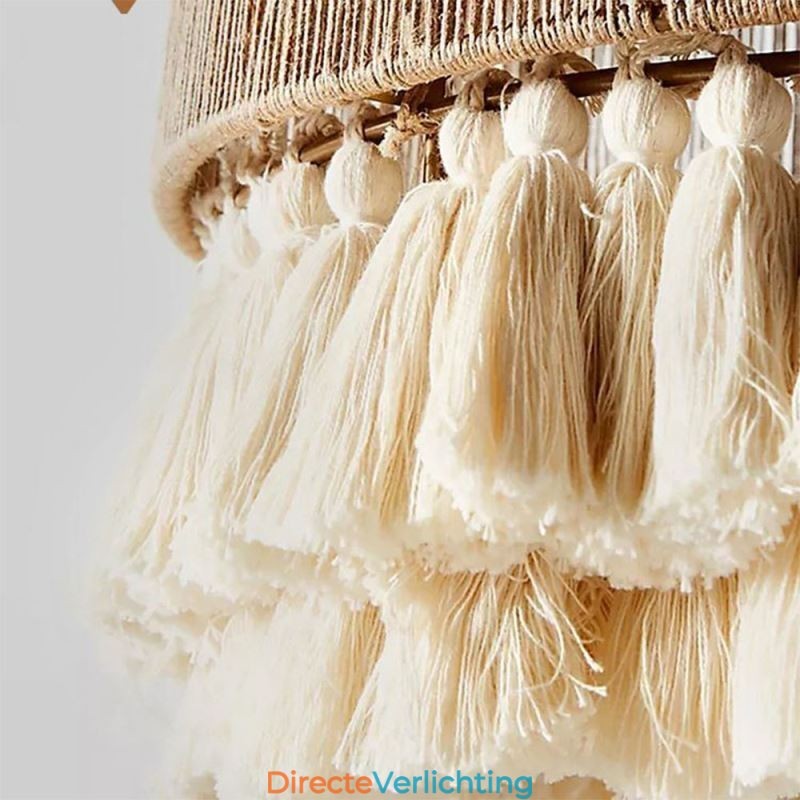 Rustieke hanglamp Boheemse stijl henneptouw kwast plafondlamp