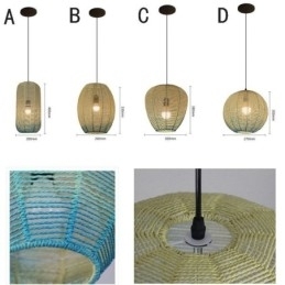 Hanglamp van papiertouw, retro landelijke plafondlamp met gradiënt in blauw