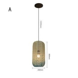 Hanglamp van papiertouw, retro landelijke plafondlamp met gradiënt in blauw