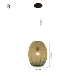 Hanglamp van papiertouw, retro landelijke plafondlamp met gradiënt in blauw