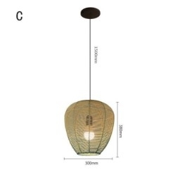 Hanglamp van papiertouw, retro landelijke plafondlamp met gradiënt in blauw