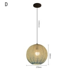 Hanglamp van papiertouw, retro landelijke plafondlamp met gradiënt in blauw
