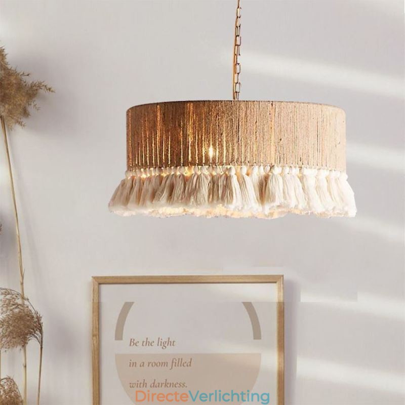 Retro hanglamp Boheemse stijl henneptouw kwast plafondlamp