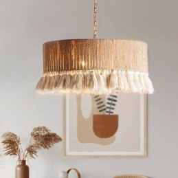 Retro hanglamp Boheemse stijl henneptouw kwast plafondlamp