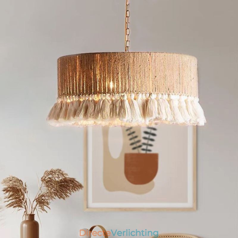 Retro hanglamp Boheemse stijl henneptouw kwast plafondlamp