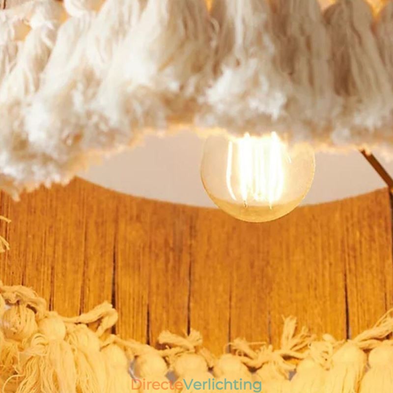Retro hanglamp Boheemse stijl henneptouw kwast plafondlamp