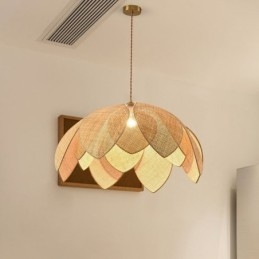Rotan Lotus Hanglamp Café Retro Rotan Kunst Plafondlamp