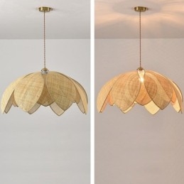 Rotan Lotus Hanglamp Café Retro Rotan Kunst Plafondlamp