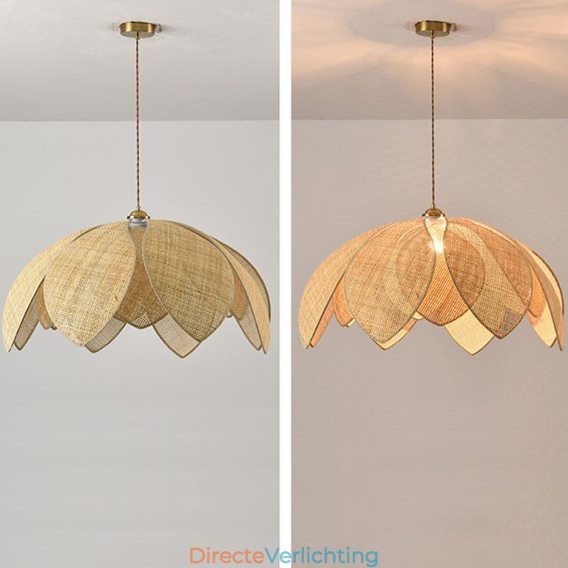 Rotan Lotus Hanglamp Café Retro Rotan Kunst Plafondlamp