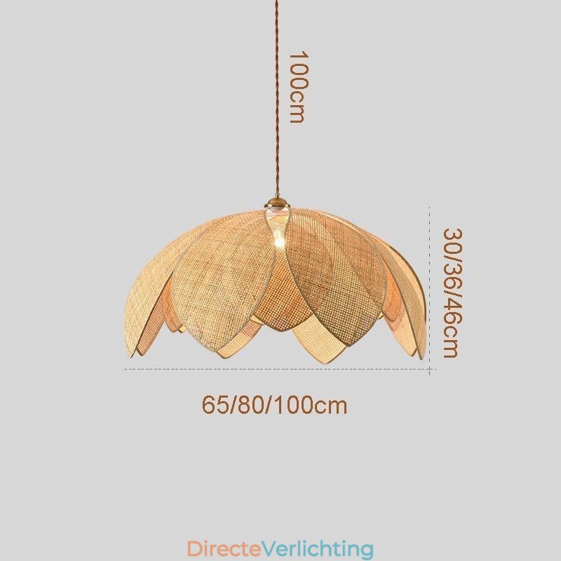 Rotan Lotus Hanglamp Café Retro Rotan Kunst Plafondlamp