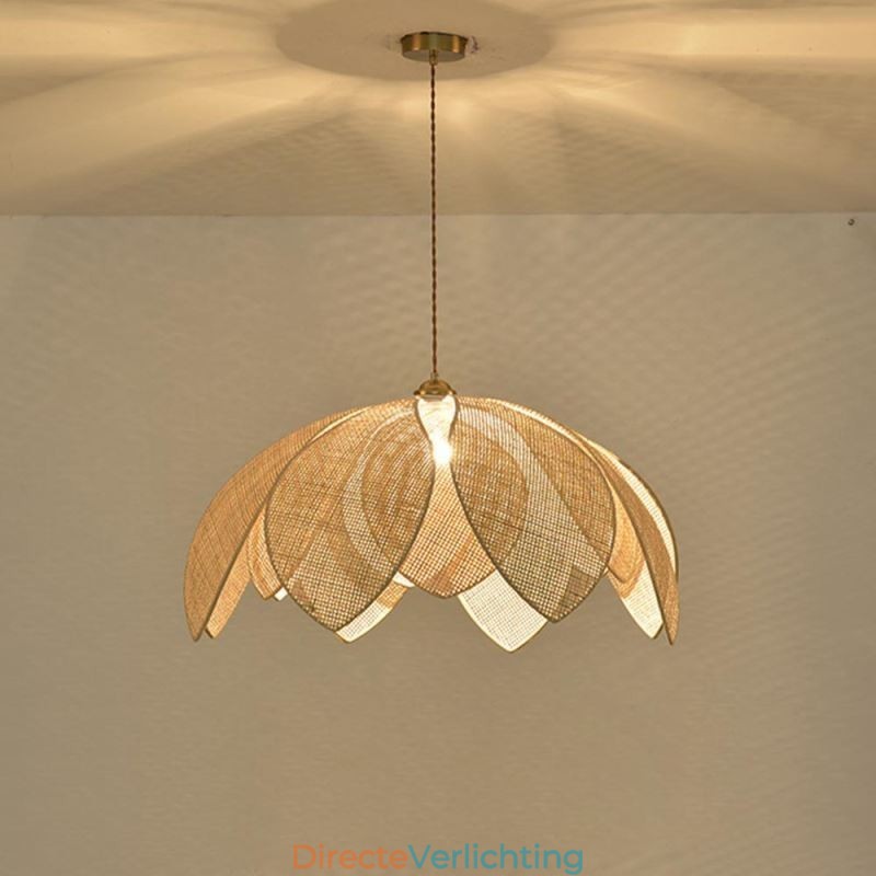 Rotan Lotus Hanglamp Café Retro Rotan Kunst Plafondlamp