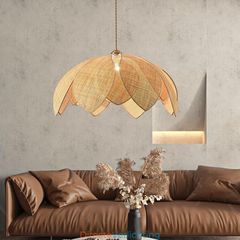 Rotan Lotus Hanglamp Café Retro Rotan Kunst Plafondlamp