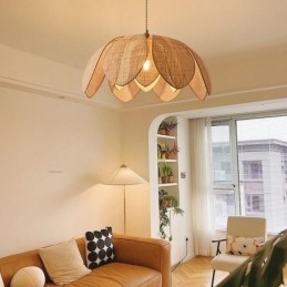 Rotan Lotus Hanglamp Café Retro Rotan Kunst Plafondlamp