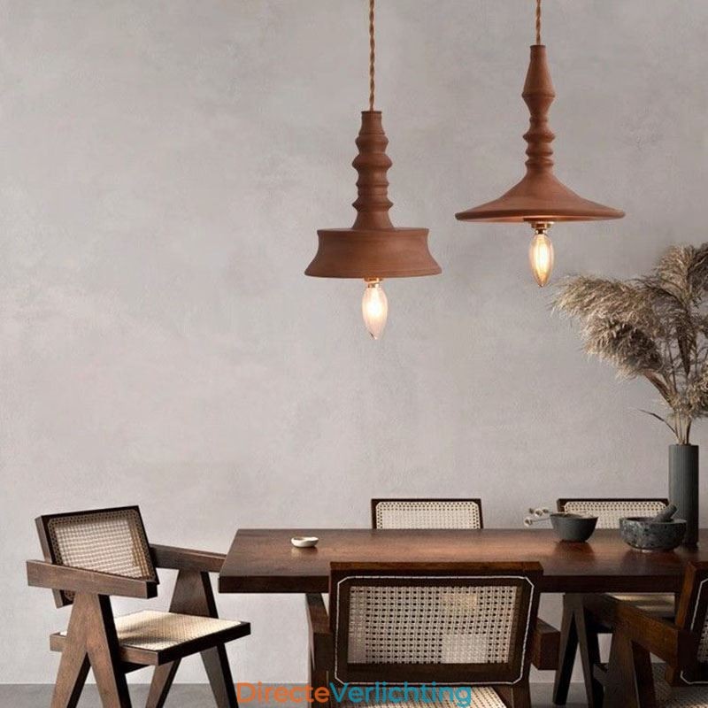 Rubberwood hanglamp in vintage hanglamp