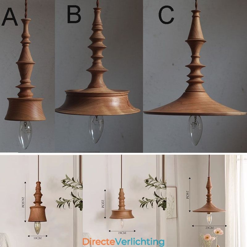 Rubberwood hanglamp in vintage hanglamp