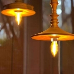 Rubberwood hanglamp in vintage hanglamp