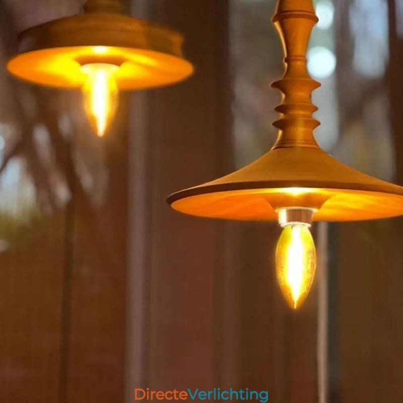Rubberwood hanglamp in vintage hanglamp