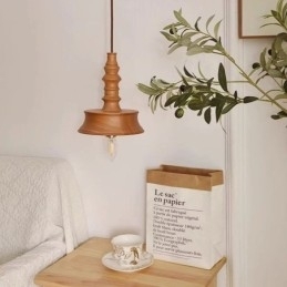 Rubberwood hanglamp in vintage hanglamp