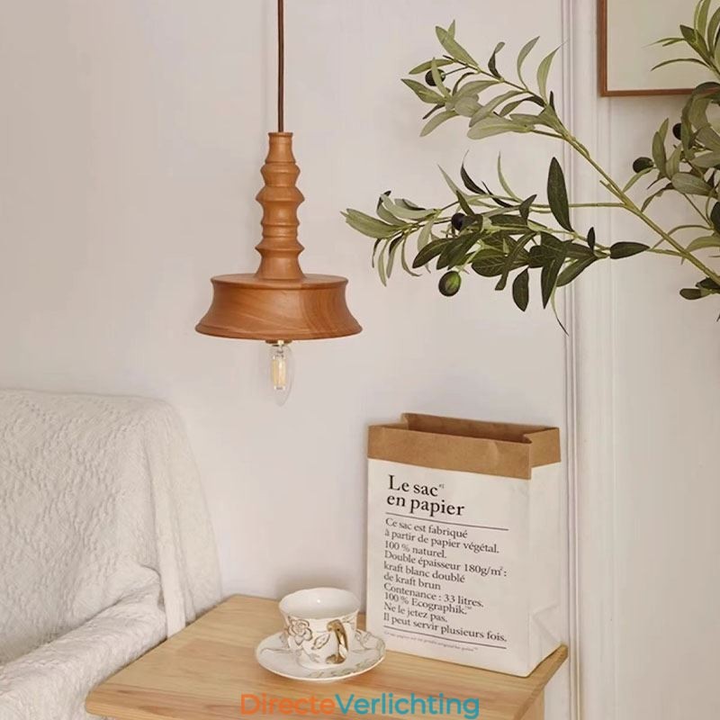 Rubberwood hanglamp in vintage hanglamp