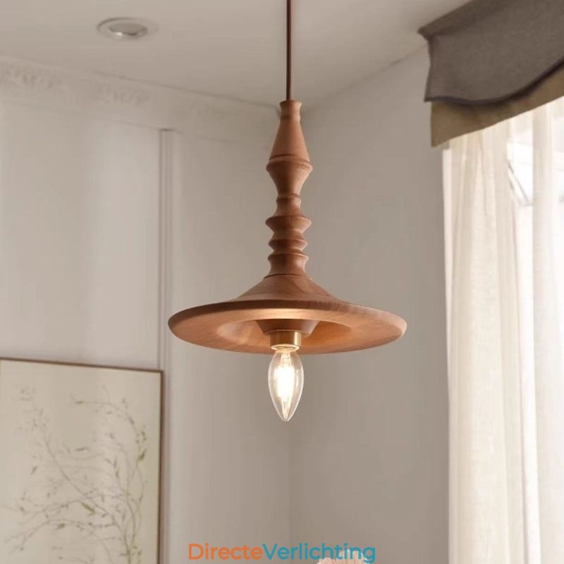 Rubberwood hanglamp in vintage hanglamp