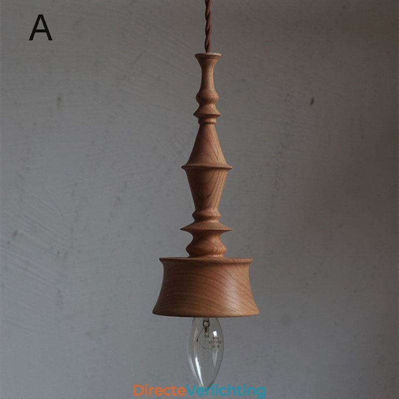 Rubberwood hanglamp in vintage hanglamp