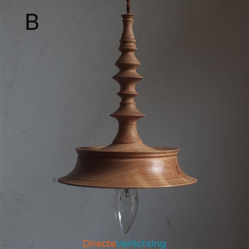 Rubberwood hanglamp in vintage hanglamp