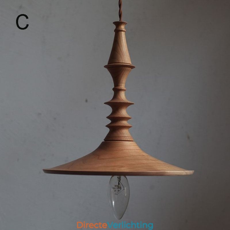 Rubberwood hanglamp in vintage hanglamp