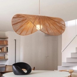 Retro Hanglamp Creatieve Wabi Sabi Strohoed Henneptouw Plafondlamp