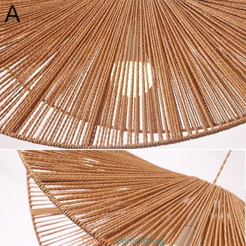 Retro Hanglamp Creatieve Wabi Sabi Strohoed Henneptouw Plafondlamp