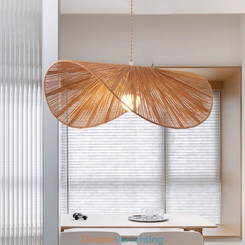 Retro Hanglamp Creatieve Wabi Sabi Strohoed Henneptouw Plafondlamp