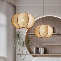 Nordic Hanglamp Retro Wabi Sabi Stijl Handgemaakte Massief Houten Plafondlamp