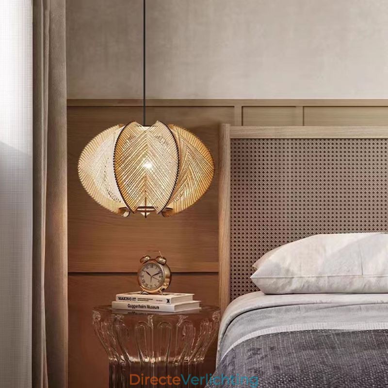 Nordic Hanglamp Retro Wabi Sabi Stijl Handgemaakte Massief Houten Plafondlamp
