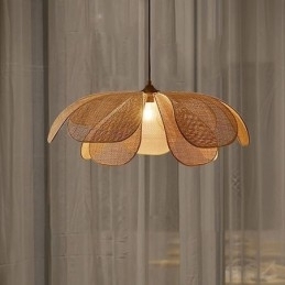 Hanglamp van rotan in Wabi Sabi-stijl, handgeweven plafondlamp van rotan