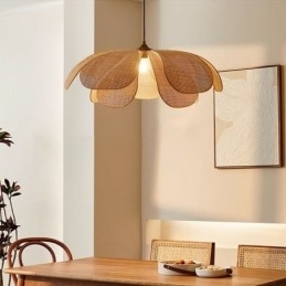 Hanglamp van rotan in Wabi Sabi-stijl, handgeweven plafondlamp van rotan