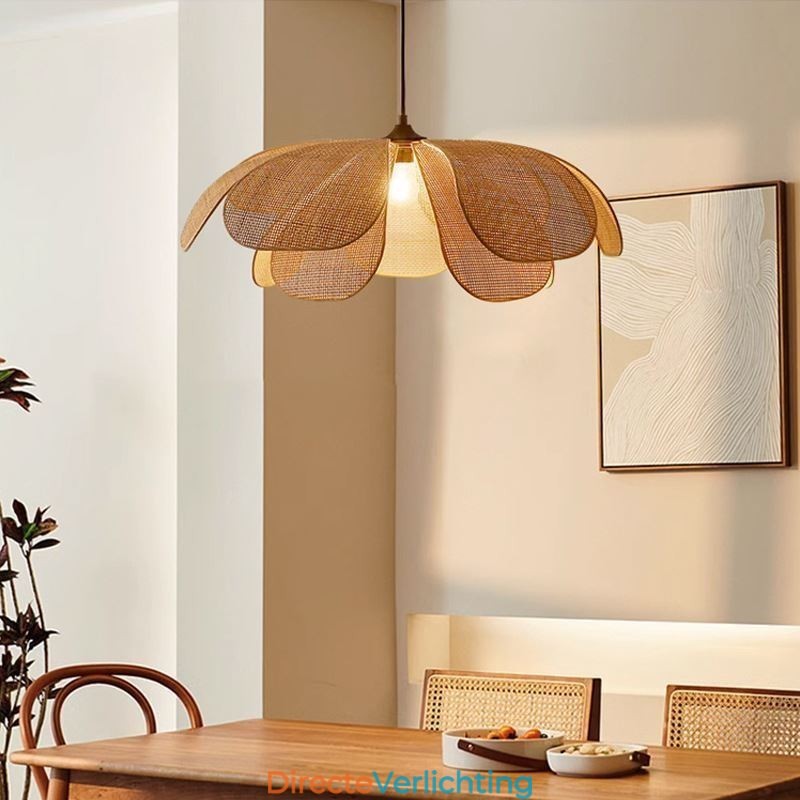 Hanglamp van rotan in Wabi Sabi-stijl, handgeweven plafondlamp van rotan