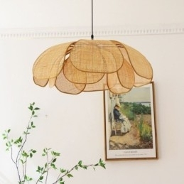 Hanglamp van rotan in Wabi Sabi-stijl, handgeweven plafondlamp van rotan