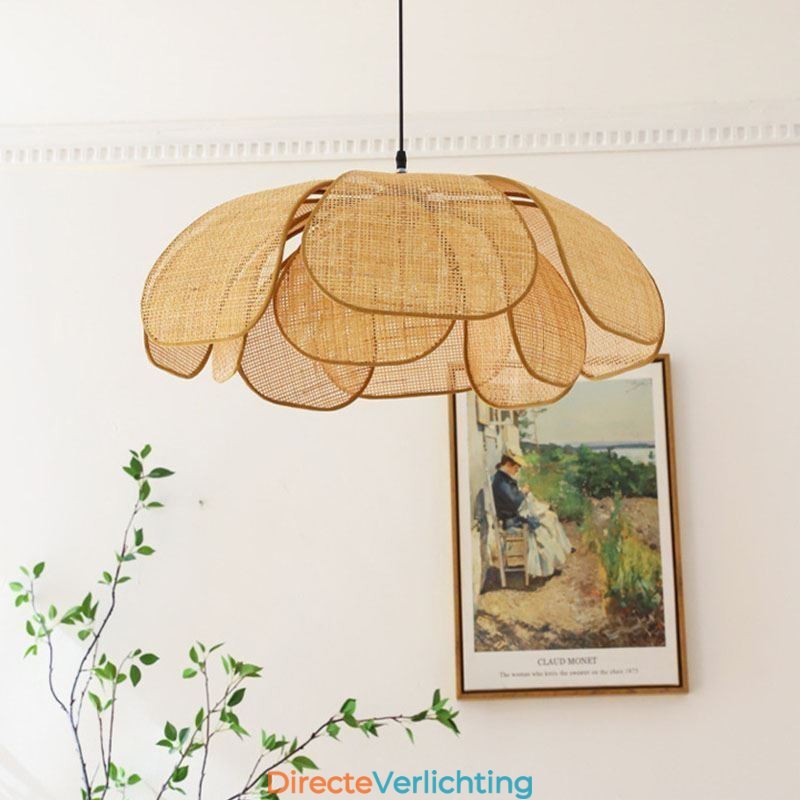 Hanglamp van rotan in Wabi Sabi-stijl, handgeweven plafondlamp van rotan