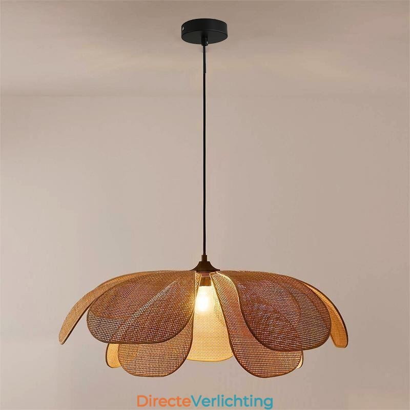 Hanglamp van rotan in Wabi Sabi-stijl, handgeweven plafondlamp van rotan