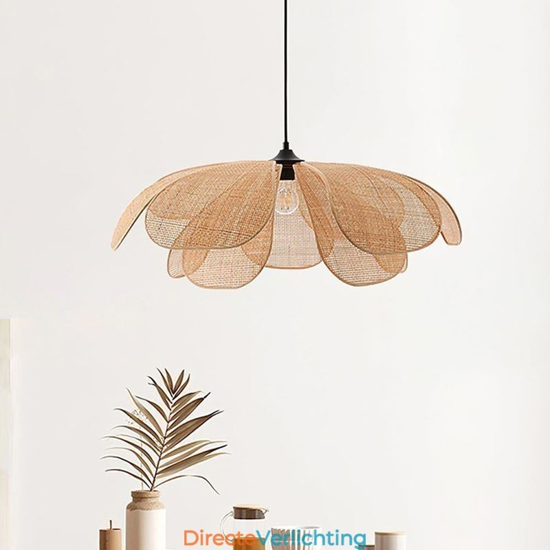 Hanglamp van rotan in Wabi Sabi-stijl, handgeweven plafondlamp van rotan