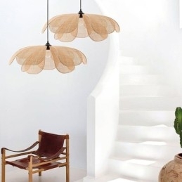 Hanglamp van rotan in Wabi Sabi-stijl, handgeweven plafondlamp van rotan
