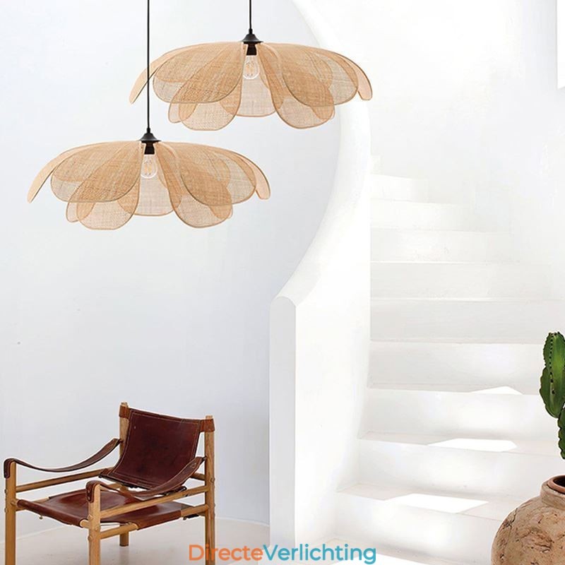 Hanglamp van rotan in Wabi Sabi-stijl, handgeweven plafondlamp van rotan