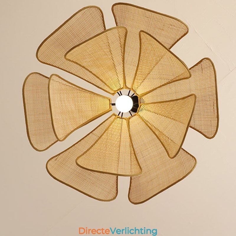 Hanglamp van rotan in Wabi Sabi-stijl, handgeweven plafondlamp van rotan