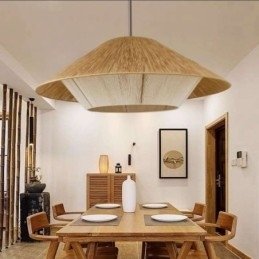 Hanglamp van henneptouw, handgeweven plafondlamp