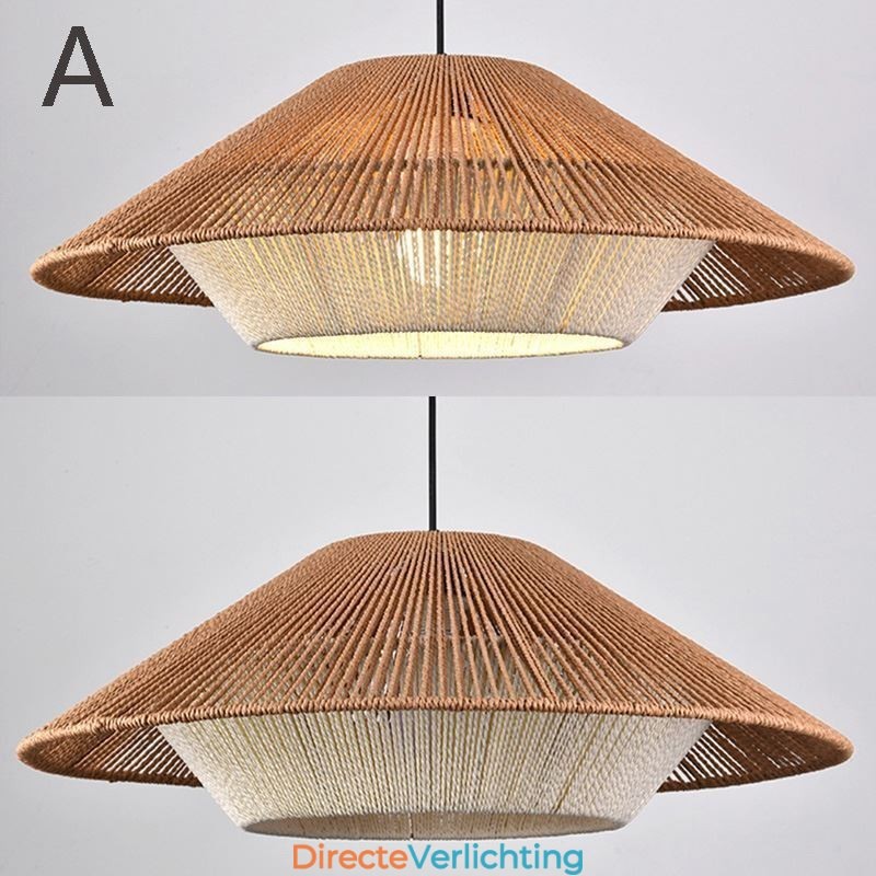 Hanglamp van henneptouw, handgeweven plafondlamp