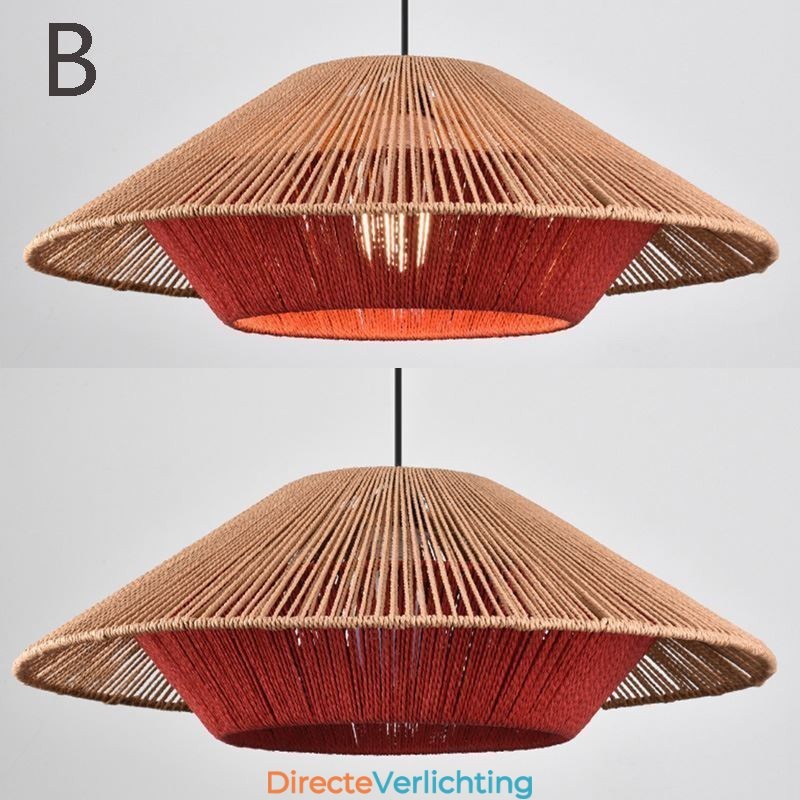 Hanglamp van henneptouw, handgeweven plafondlamp