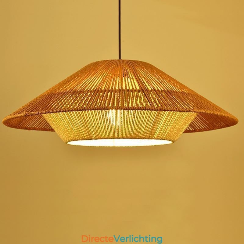 Hanglamp van henneptouw, handgeweven plafondlamp