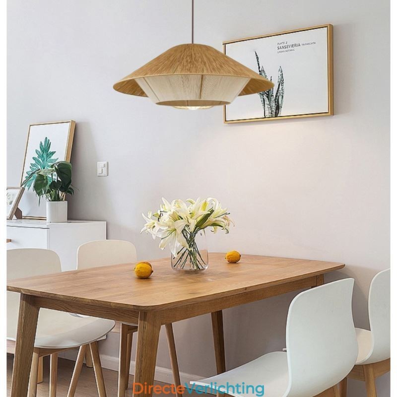 Hanglamp van henneptouw, handgeweven plafondlamp