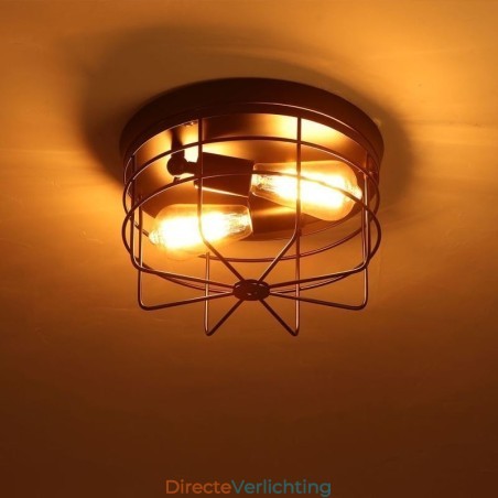 Industriële metalen kooi plafondlamp Rustieke plafondlamp met inbouwmontage Industriële metalen kooi plafondlamp Rustieke plafondlamp met inbouwmontage
